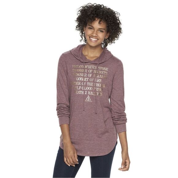HARRY POTTER “Philosopher’s Stone” Faded Burgundy Hoodie Size M - Picture 1 of 7